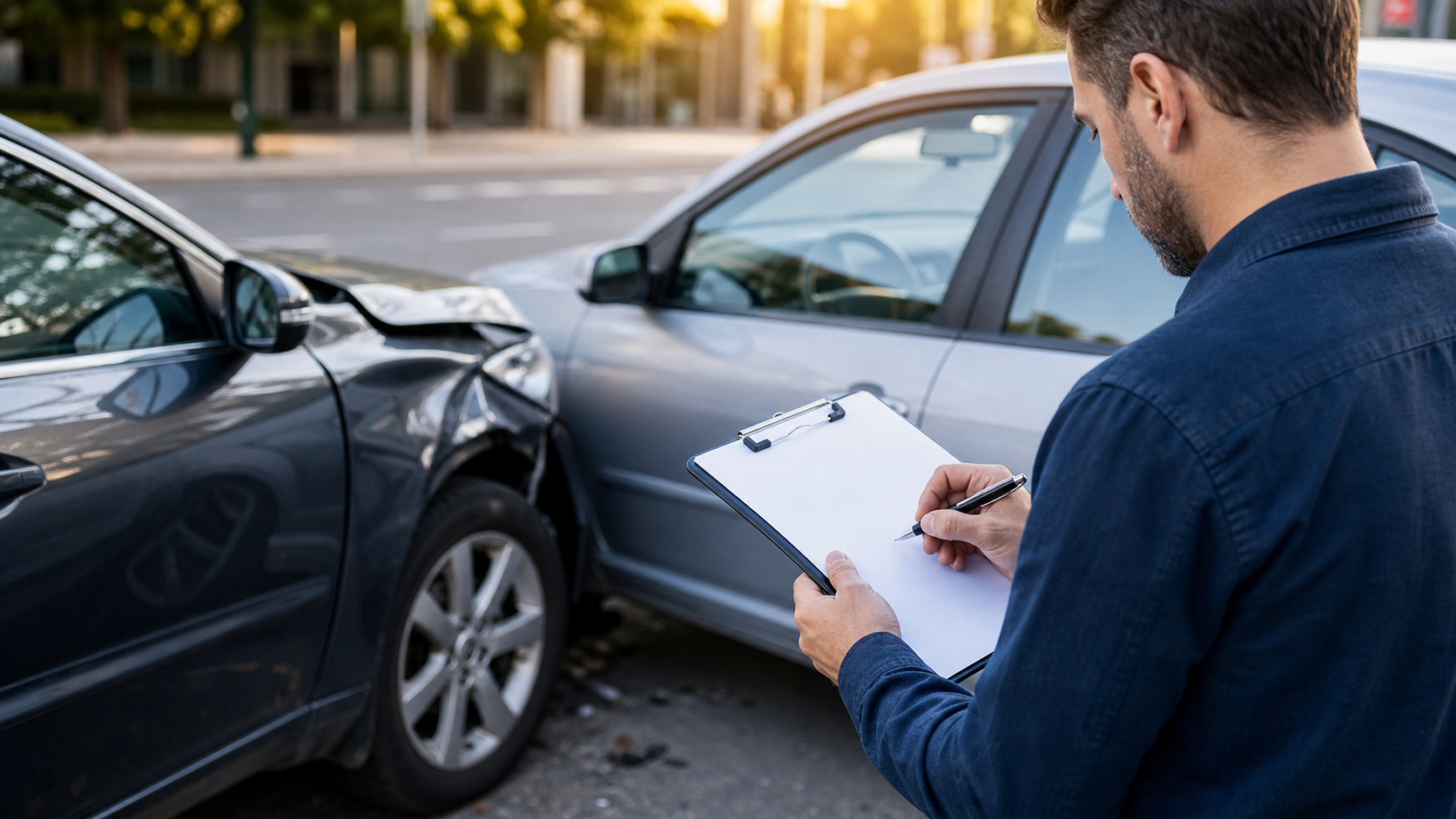 Minor car accident scene for legal intake review